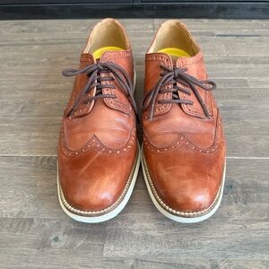 Cole Haan Brown Leather Oxfords with Wingtip Design